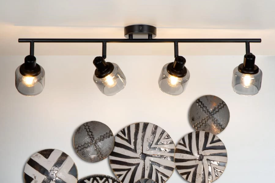 Lucide BJORN - Ceiling spotlight - 4xE14 - Black - atmosphere 1